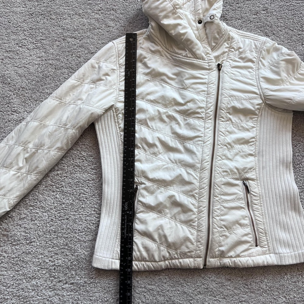 PrAna Diva Sherpa Fleece Jacket Womens M White Full Zip Rib Knit Outdoor - Picture 13 of 16